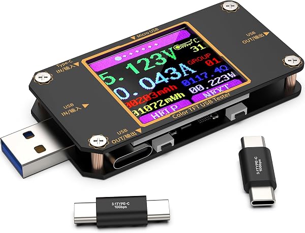 Testador e Medidor Digital USB-C Klein Tools / Plugable (Voltagem, Amperagem e Wattímetro OLED)
