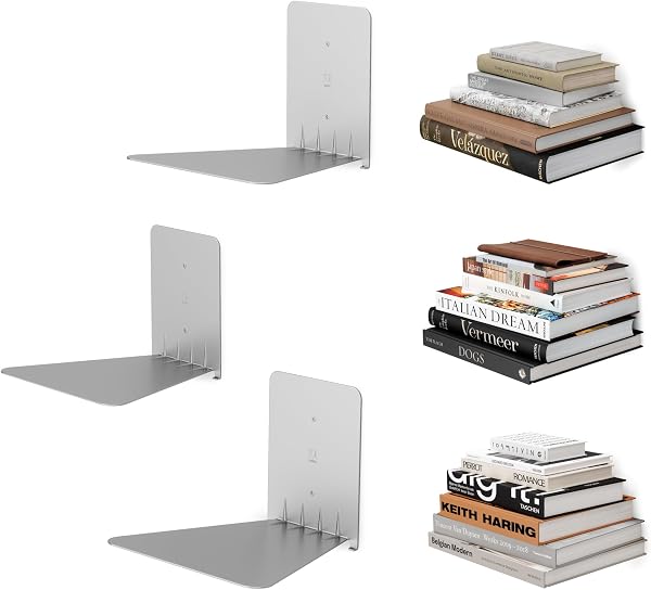 Estante Flutuante Invisível para Livros Umbra Conceal em Aço (Conjunto de 3 Suportes de Parede)