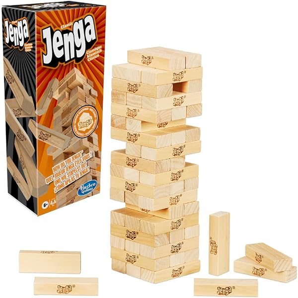 Jogo de Destreza Jenga Giant / Torre de Madeira Maciça Envernizada (54 Blocos c/ Bolsa)