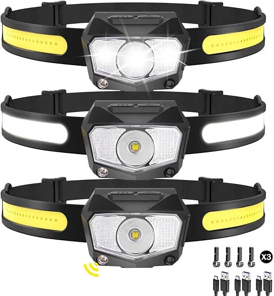 Lanterna de Cabeça e Boné LED Duplo Sensor Gestual (Liga/Desliga Passando a Mão à Frente — 500 Lumens USB-C)